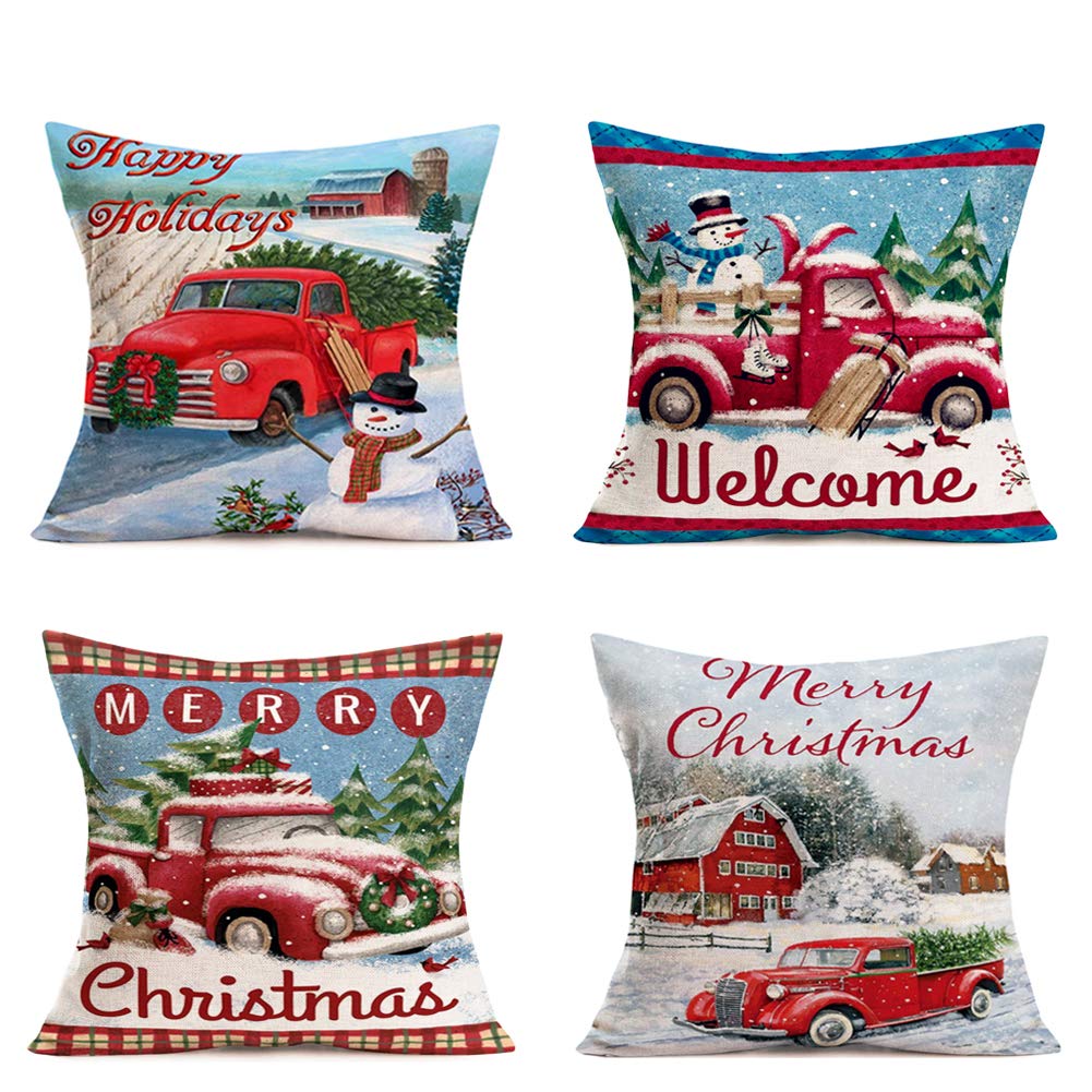 Amazon.co.jp: Hopyeer クリスマスデコレーション 枕カバー レッド